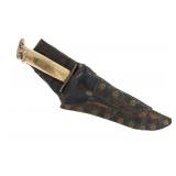19th-century Apache Antler Knife & Leather Sheath