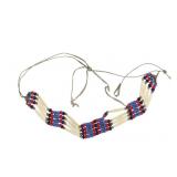 Bone Hair Pipe & Beaded Crow Choker Necklace