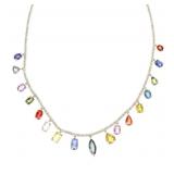 29.05ct Multicolored Sapphire Diamond 14k Necklace