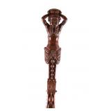 Rare 19th C. Neoclassical Hand-Carved Wood Newel