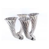 H. Pouigo Identical Silver Plate Dolphin Vases (2)