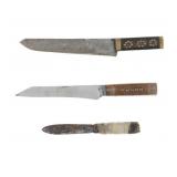 Antique Frontier Plains Tacked Inlaid Trade Knives