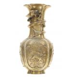 Solid Brass Late Qing Dynasty Dragon Vase 20th C.