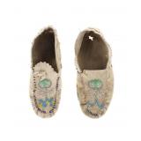 Chippewa Ojibwe Beaded Hide Moccasins 1940s