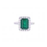 3.74ct Emerald & VS2 Diamond Platinum Ring