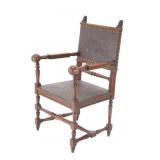 19th-century French Lion Dragon Leather Chair