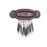 Crow Tribe Beaded & Purple Lace Agate Brooch
