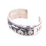 Navajo Tommy Singer Silver Storyteller Bracelet