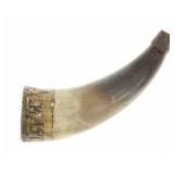 Ca. 1800- Scrimshaw Powder Horn Flask