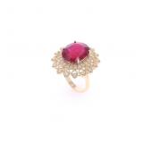 17.67ct Ruby & Diamond 14k Yellow Gold Ring