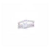 Three Piece Diamond & 14k White Gold Wedding Rings