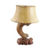 Rocky Mountain Ram Horn Burl Wool Rawhide Lamp