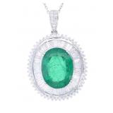 13.88ct Emerald VS2 Diamond Platinum Necklace