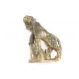 Antique Lion Olive Drab Jadeite Carved Sculpture