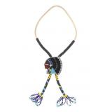 Vintage Plateau Chief Head Peyote Beaded Bolo Tie