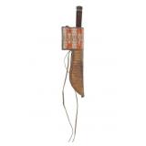 Mandan, Hidatsa & Arikara Quilled Sheath & Knife