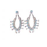 Navajo Squash Blossom Turquoise Earrings - Signed