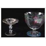 Orrefors Pedestal Bowl & Fostoria Silver Compote