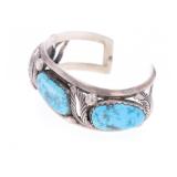 Ca. 1930 Navajo Old Pawn Silver Turquoise Bracelet
