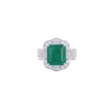 GIA 3.86ct Emerald VS2 Diamond & Platinum Ring