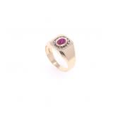 Elegant Ruby & Diamond 14k Yellow Gold Ring
