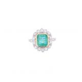 3.20ct Emerald VS2 Diamond & 18k White Gold Ring