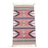 Zapotec Medallion Banded Saltillo Rug c. 1960