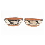 Vintage Santo Domingo Polychrome Pottery Bowls