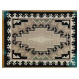 Ca. 1960-70 Navajo Two Grey Hills Fine Rug Framed