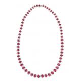 34.07 RARE Burmese Ruby Diamond Platinum Necklace