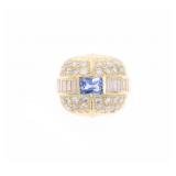 Unheated Sapphire 3.0ct VS2 Diamond 18k Gold Ring