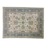 Oushak Persian Ivory Beige Hand Knotted Rug c1930s