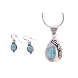 Navajo Cripple Creek Turquoise Necklace & Earrings