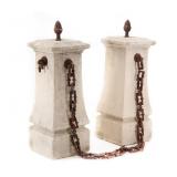 Rare 18th C French Hand-Carved Granite Bollards