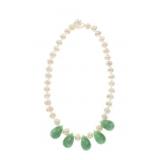 South Sea White Pearl & Faceted Jadeite Necklace