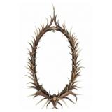 Large Oval Antler & Antler Burl Mirror c. 20th C.