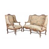 18th C. Louis XV Fauteuil Salon Two Piece Suite