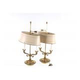 Antique French Empire Brass Bouillotte Lamp Pair