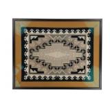 Ca. 1960-70 Navajo Two Grey Hills Fine Rug Framed