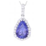 GIA AAA Tanzanite VS2 Diamond & Platinum Necklace