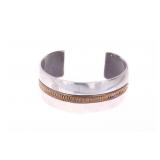 Navajo R. Endito Sterling & Gold Cuff Bracelet