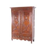 18th Cen. Louis XV French Carved Walnut Armoire