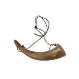 Mid-1800s Steer Horn Powder Horn W/ Strap