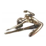 T. Bennett Nude Woman Stretching Bronze Sculpture