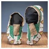 Ca 1870 Sioux Beaded Hard Sole Mocassins ex-Cowans