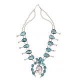 A. Fierro Sterling & Turquoise Squash Blossom