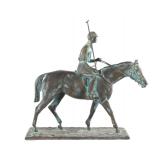 Antique Polo Player Equestrian Bronze Sculpture
