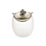 Edwardian Period Frosted Glass & Silver Plate Jar