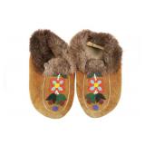 Ca. 20th C. Ojibwe Moose Hide Beaded Mocassins