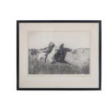 After Frederic Remington "The Attack" Etching